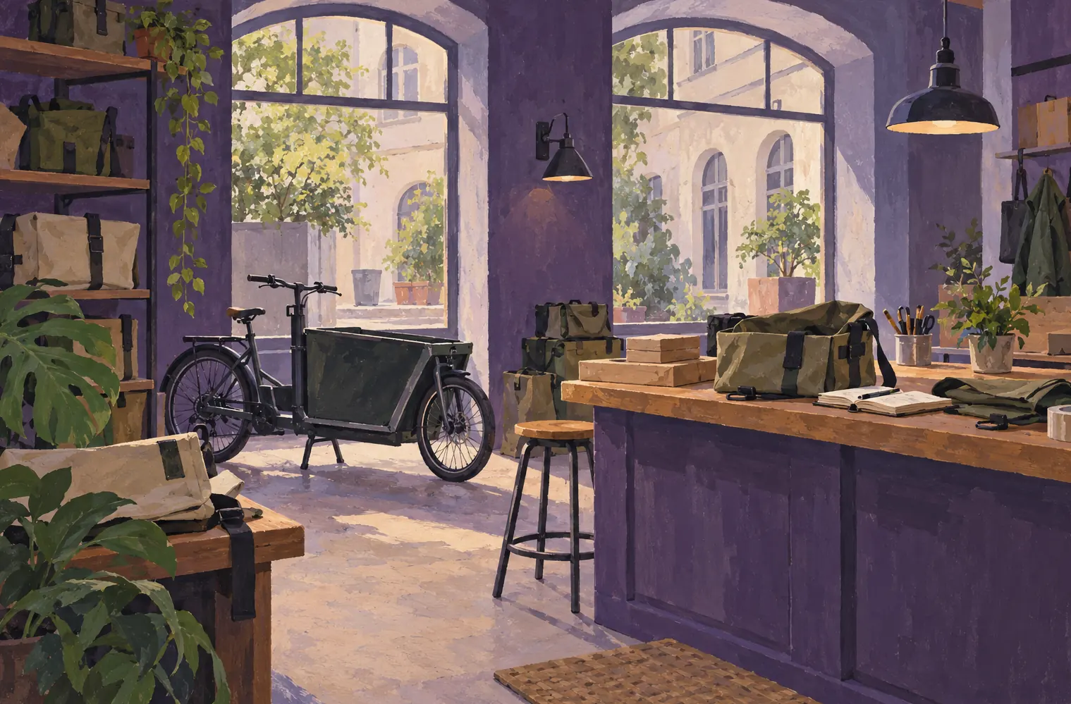 Illustration of courier businesses and their working space